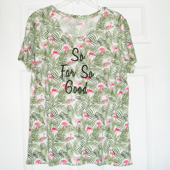 New! Cato Flamingo Graphic Tee Size: Large - Picture 2 of 4